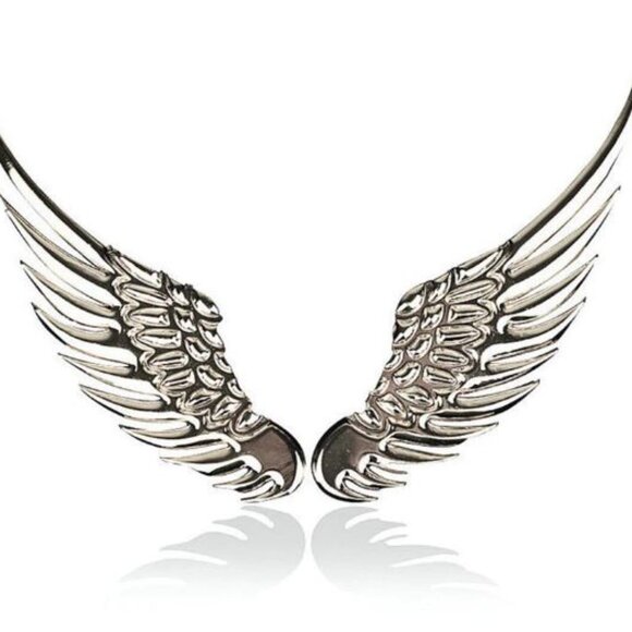 New Pair of Gold Metal Angel Wing Emblems - Picture 3 of 9